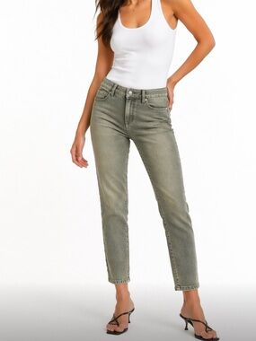 Straight Ankle Jeans Vintage Green Relaxed Skinny Safari Utility Military 2